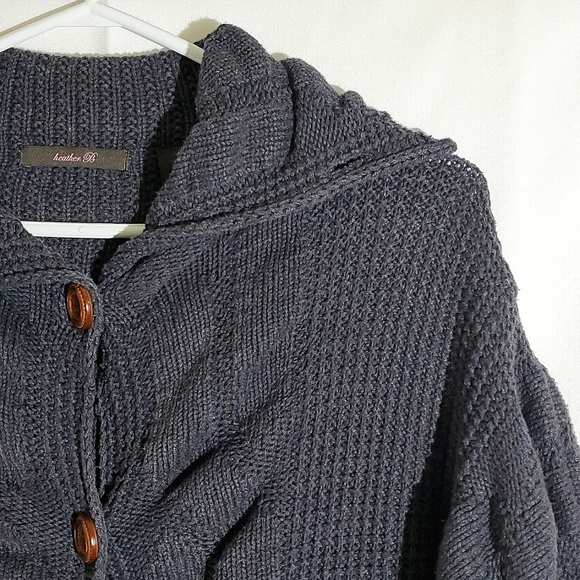 Heather B Dary Grey Knit T-Shirt Long Cardigan/Sweater - Size Petite Medium - Picture 3 of 11